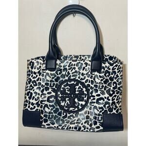 Tory Burch Black and White Leopard Print Bag